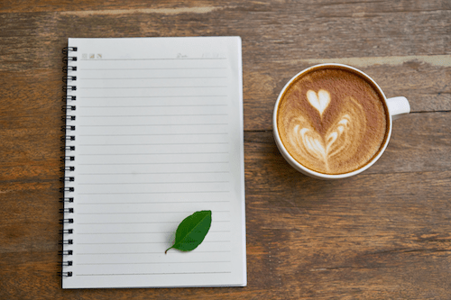 notebook and coffee